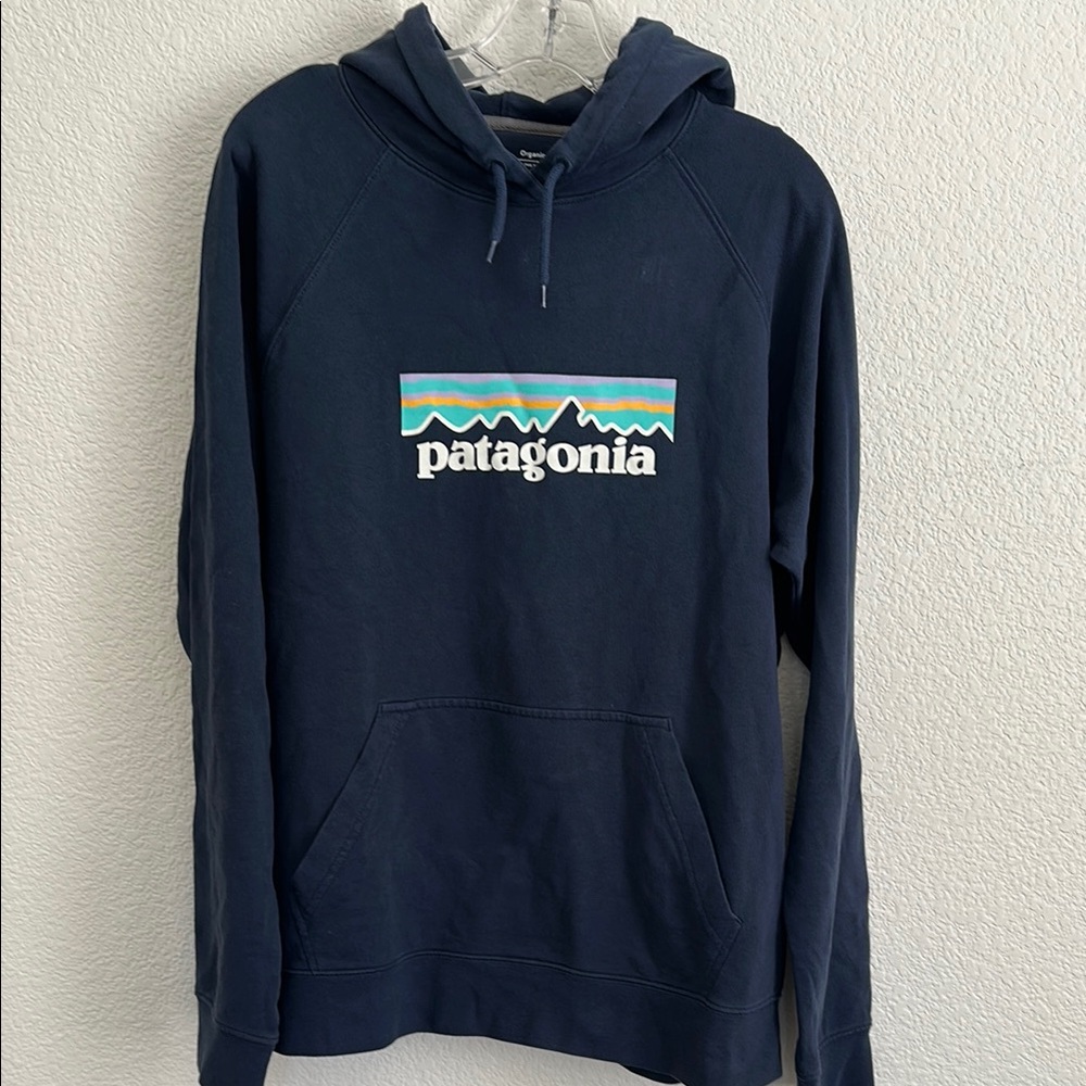 Patagonia Blue Hoodie Sweatshirt Classic Logo W XL
